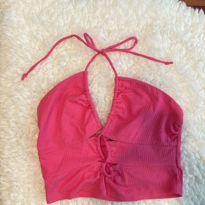 Wild Fable Barbie Pink Lightly Ribbed Crop Top Size Large